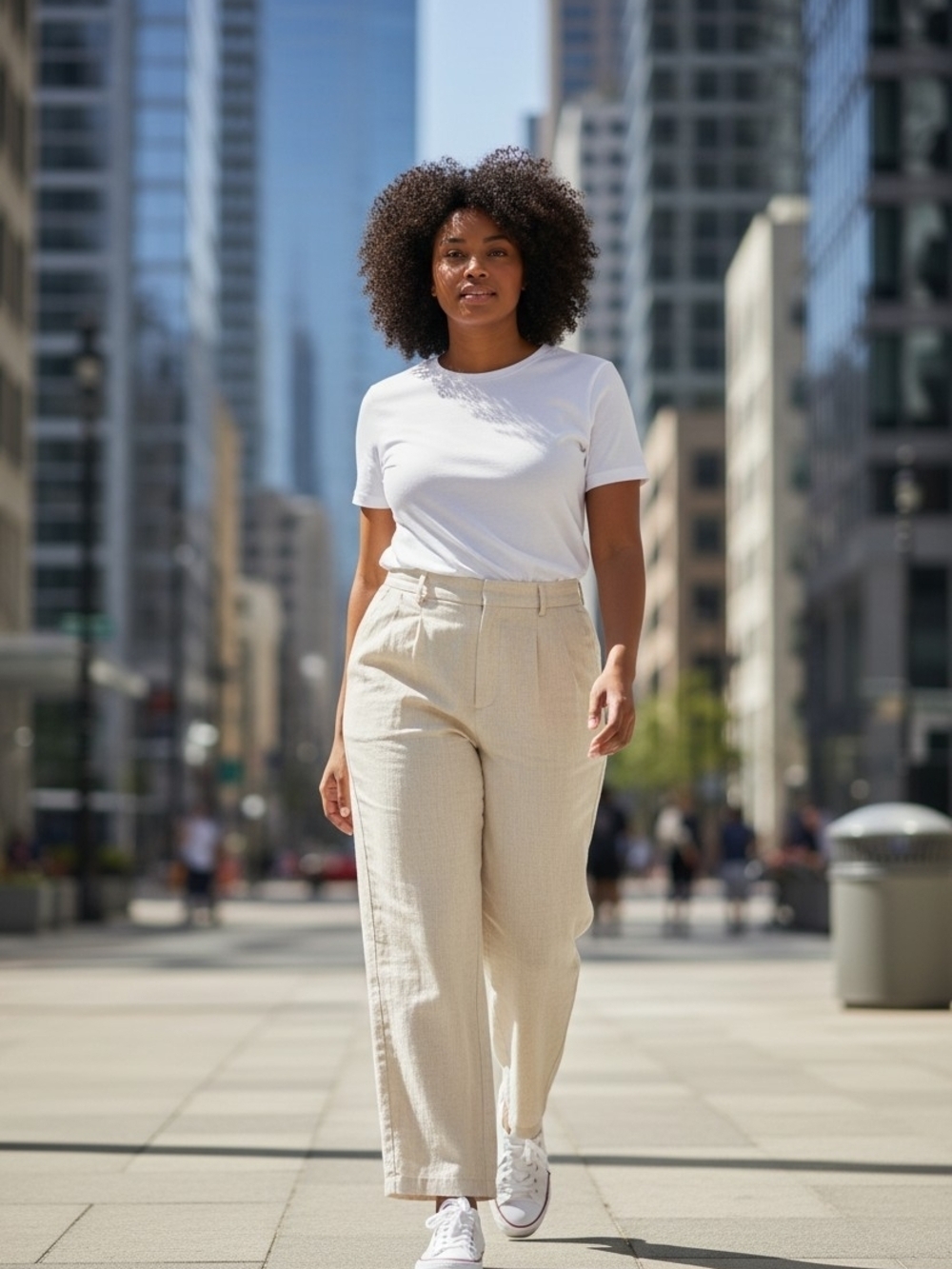 The Drop Amalia Elegant Natural Linen Classic Pant Size XXL